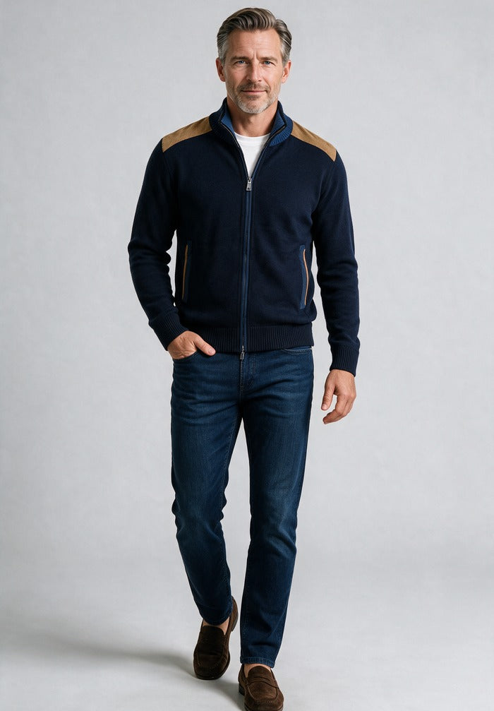 Paul & Shark Full Zip Sweater — worn with denim