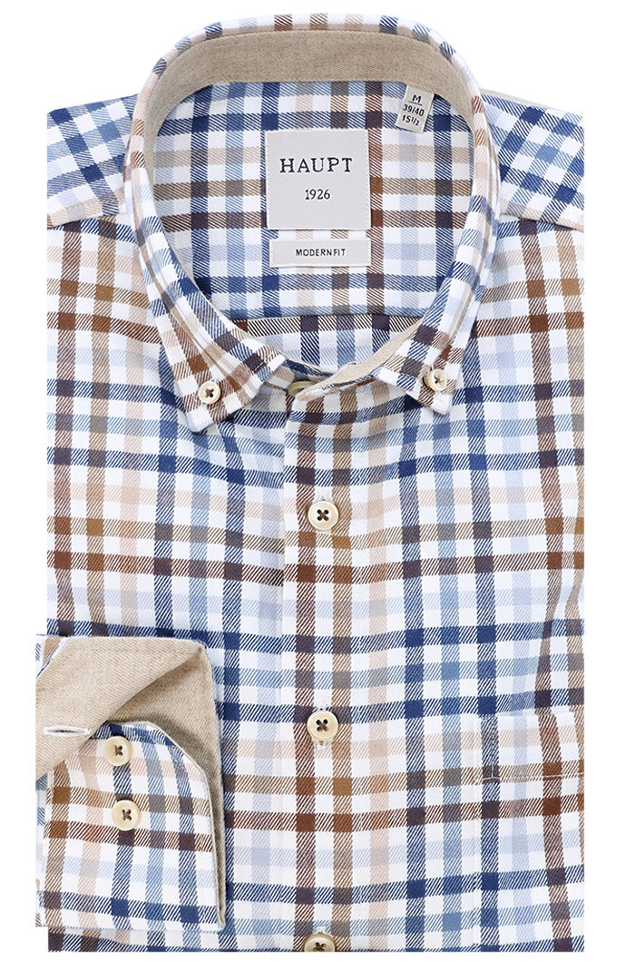 Haupt Long Sleeve Flannel | Blue & Beige