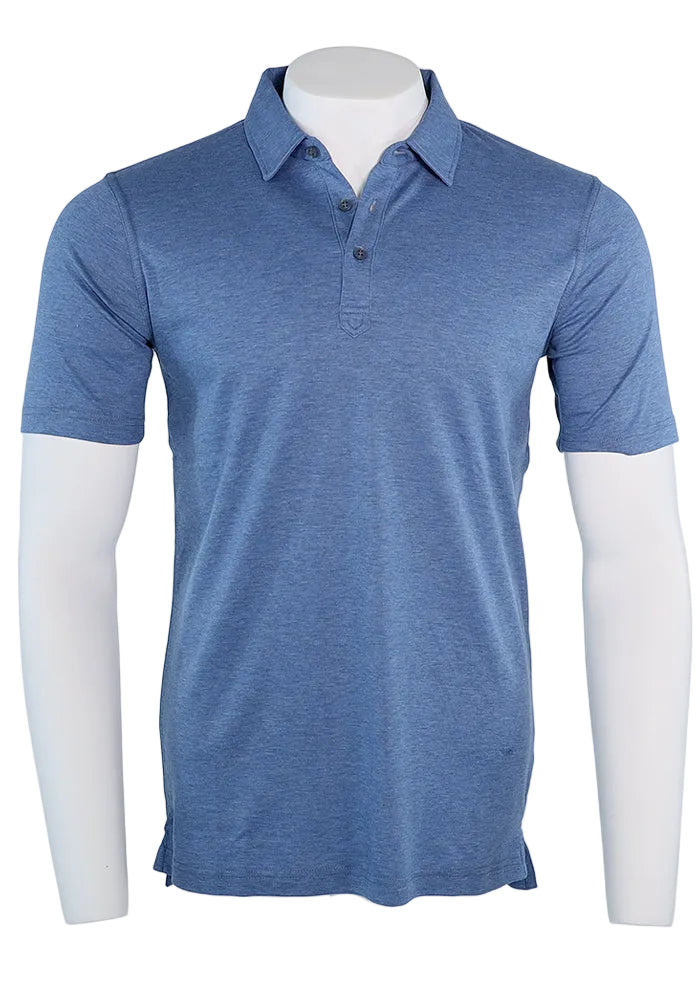 Raffi Aqua Cotton Sherwood Polo in Denim | Mondo Uomo Naples FL #Color_Denim
