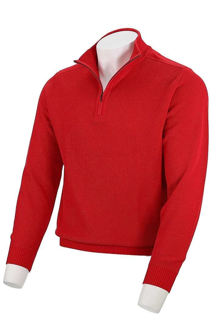 St. Croix Zip Mock Crystal Stitch, Red/Apple Red