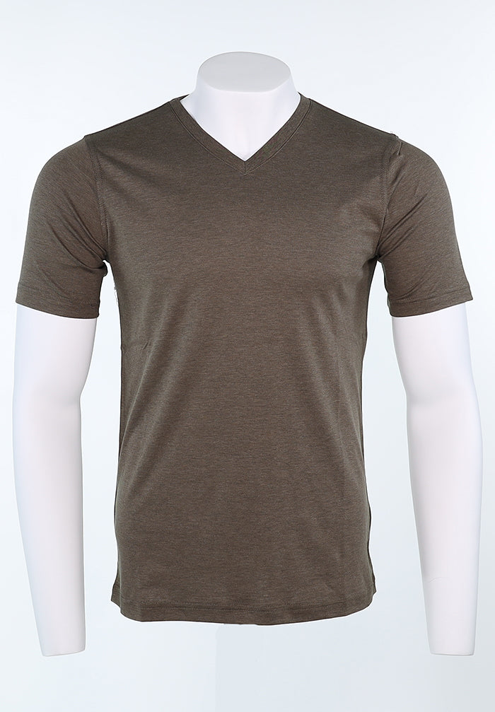 Raffi Aqua Cotton Noah V-Neck Tee in Army | Mondo Uomo Naples FL #Color_Army