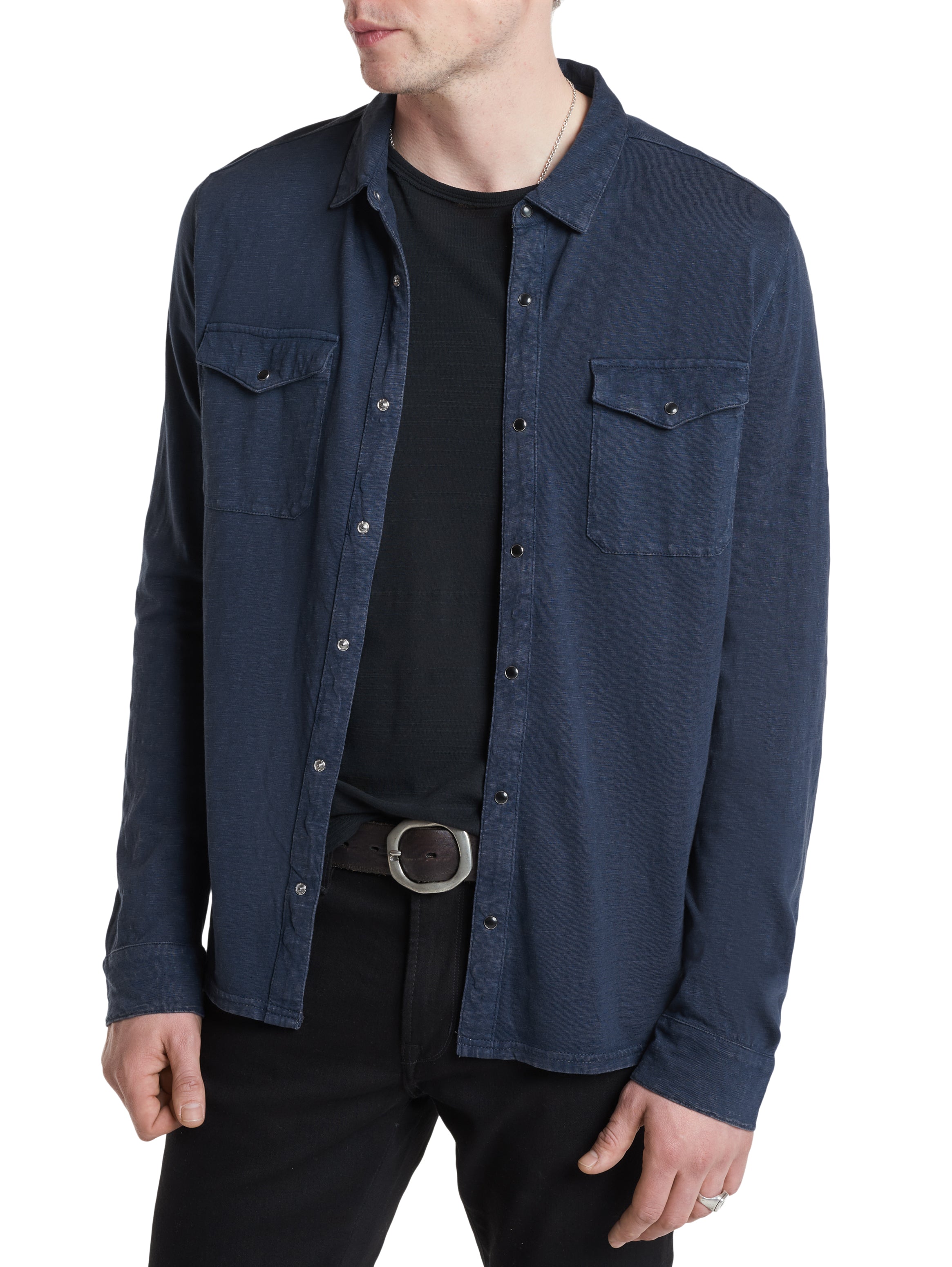 Arvon Long Sleeve Knit Western Shirt | Pacific Blue