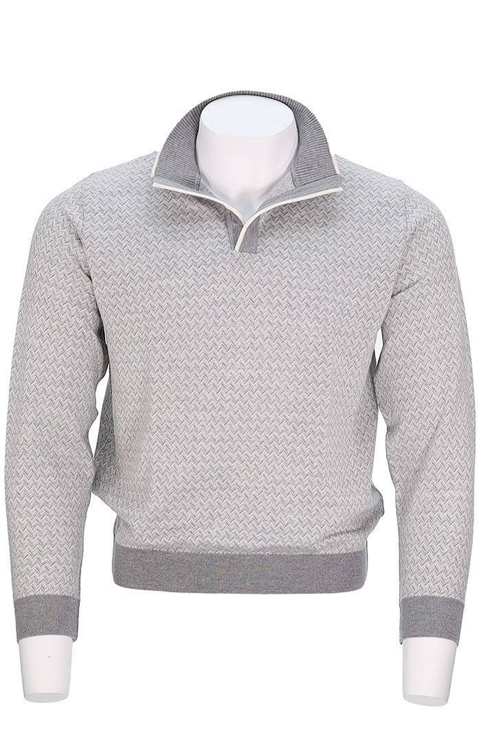 st. croix sweater, long sleeve, open neck, grey, gray, menswear