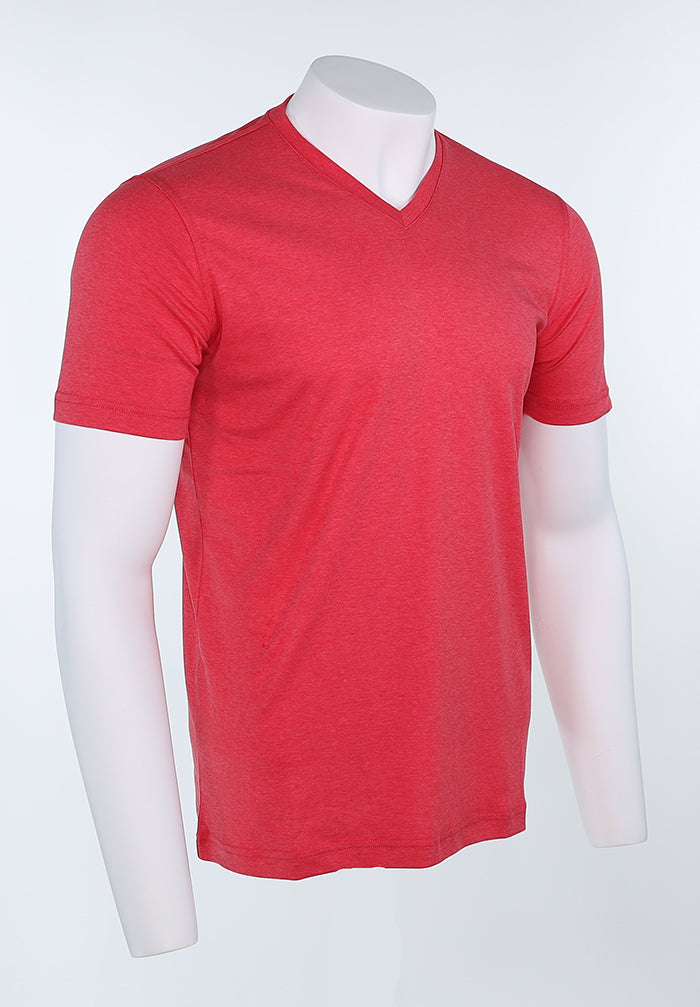 Raffi Aqua Cotton Noah V-Neck Tee in Berry – view 3 #Color_Berry