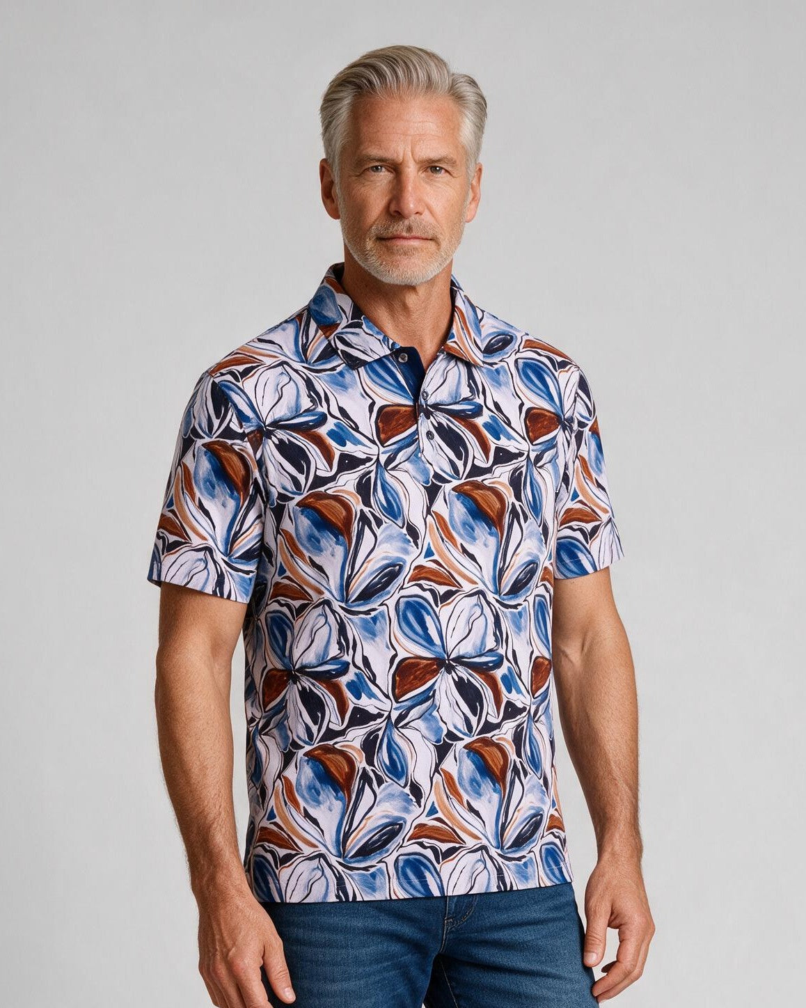 Bugatchi S/S Hendrix Polo, Classic Blue, detail | Mondo Uomo Naples FL
