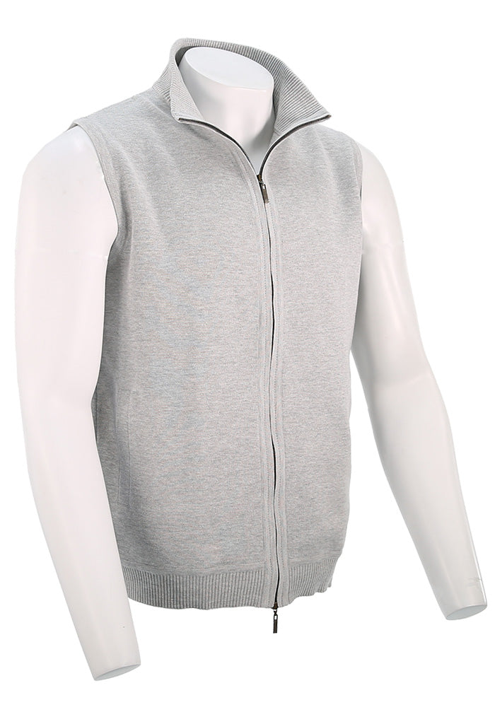 St. Croix Zip Mock Vest, Lt Grey Marl