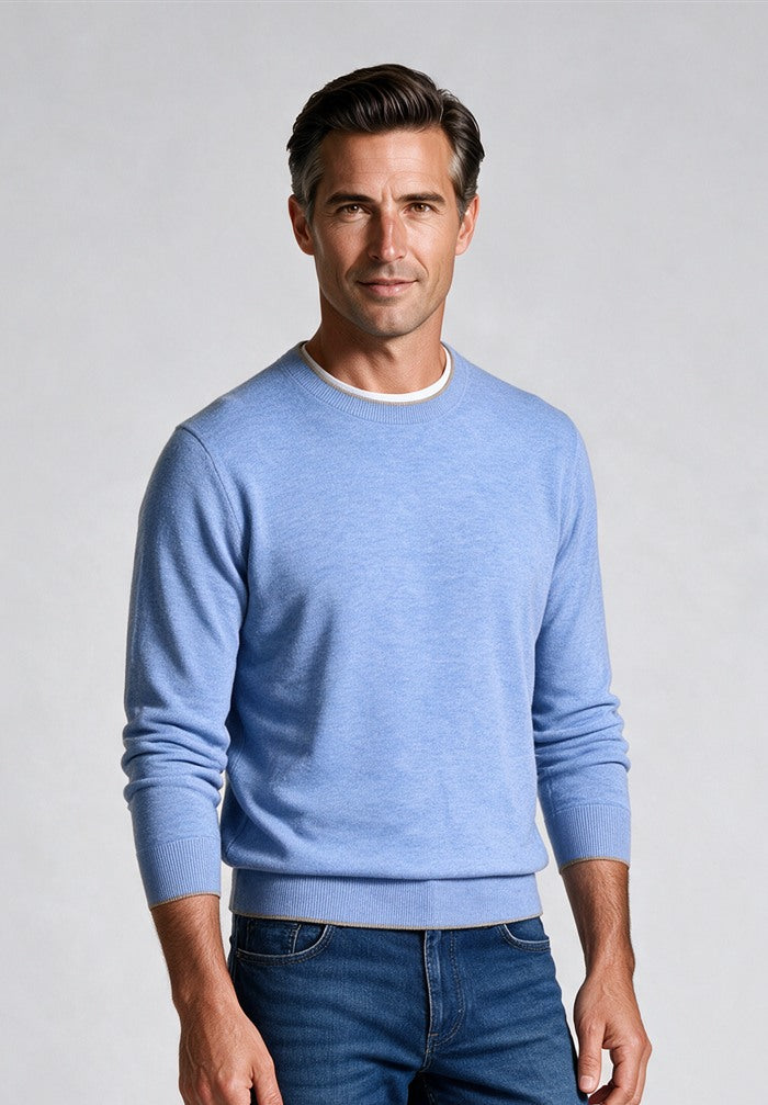 Paul & Shark Soft Piuma Crewneck, Light Blue — model detail