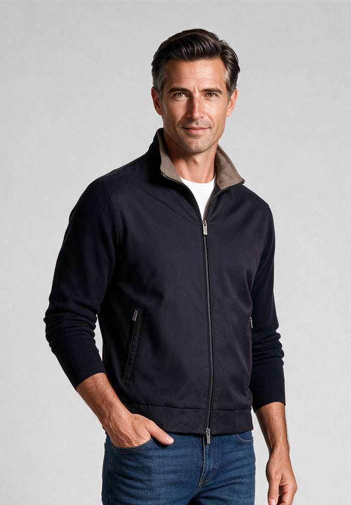 Paul & Shark Merino Extrafine Rain System Hybrid, Navy/Taupe — model detail