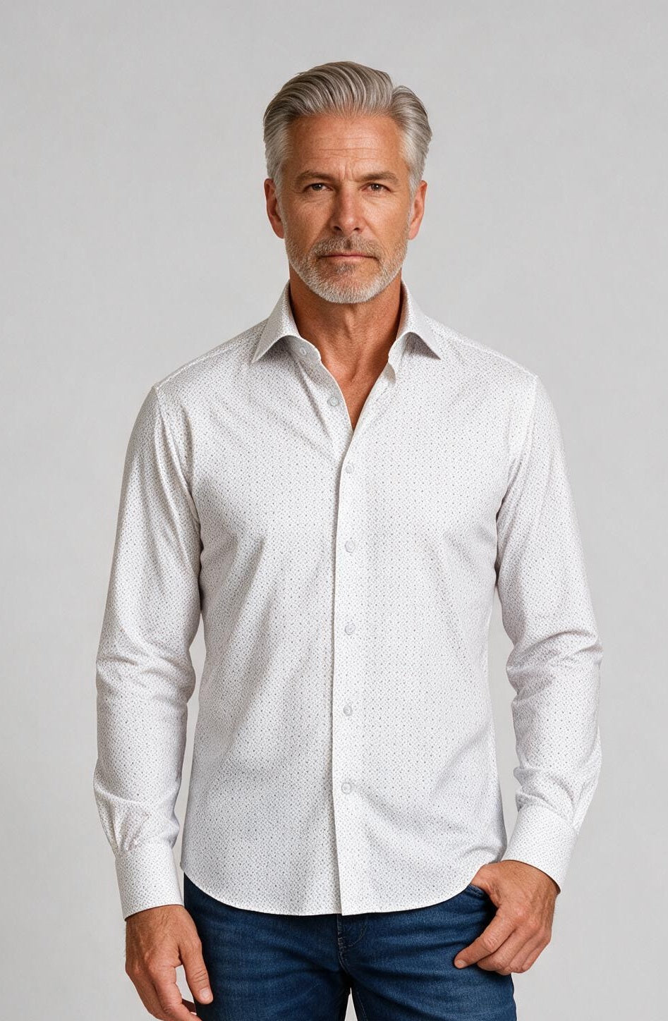 Marcello Floating Star Long Sleeve Shirt — model detail