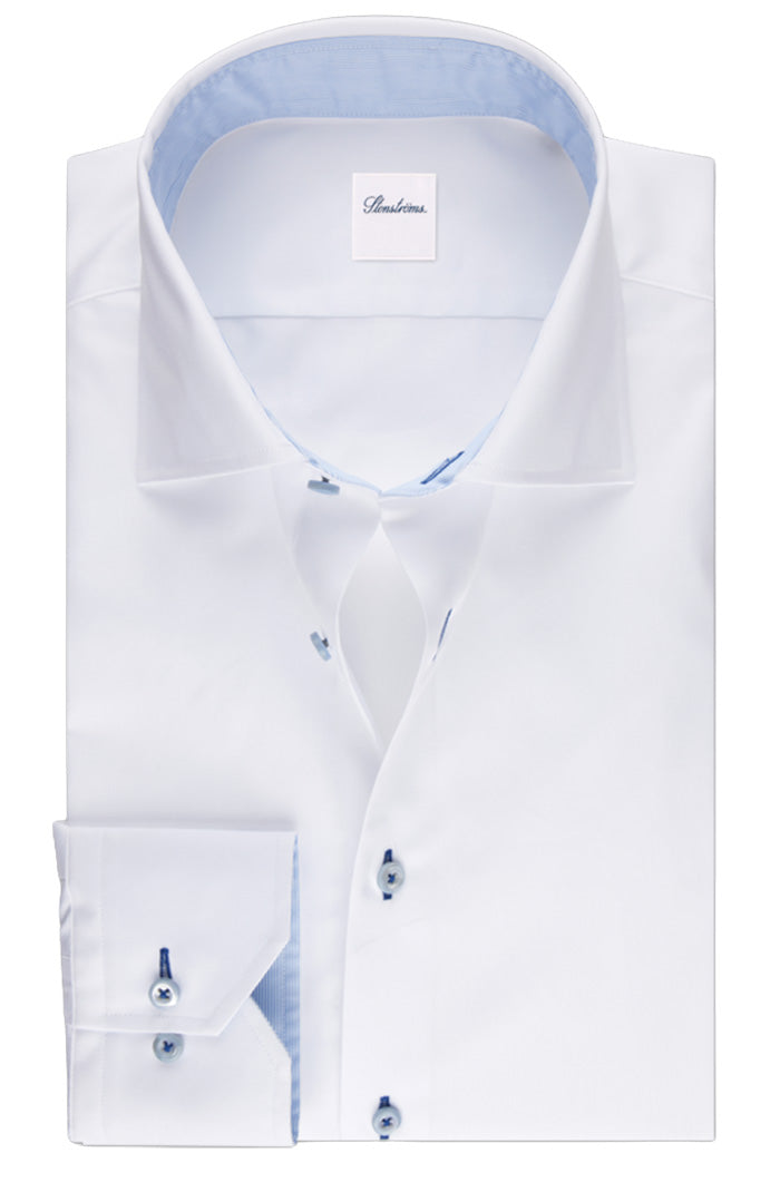 Stenstroms Shirt With Blue Trim, White