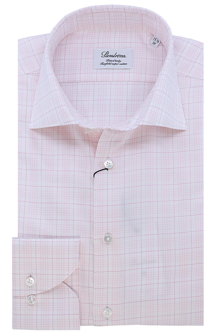 Stenstroms Pink Checked Twill Shirt