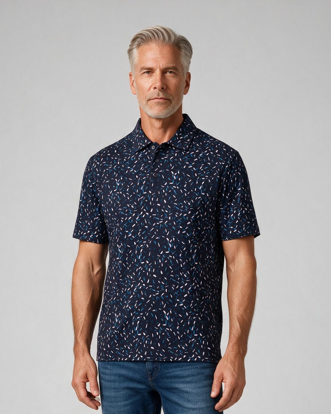 Bugatchi S/S Hendrix Polo, Navy, detail | Mondo Uomo Naples FL
