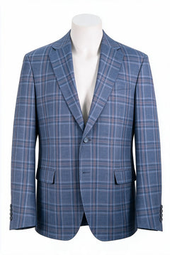 7 Downie Sette Catania Glen Plaid Sport Coat, BLUE