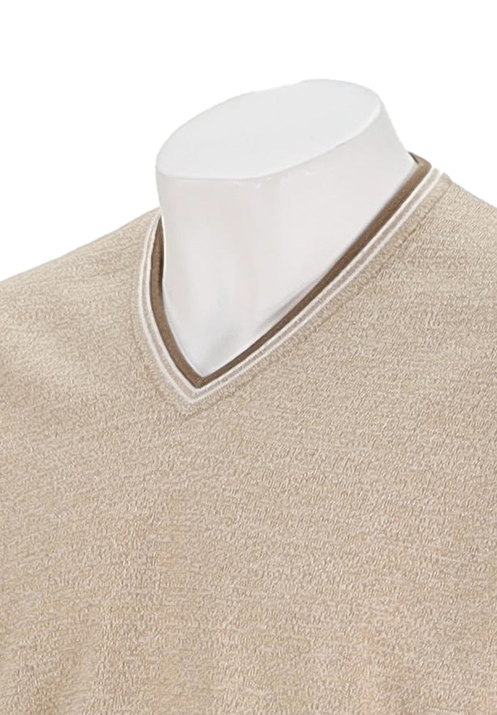 St. Croix V-Neck with Trim Brown Twist