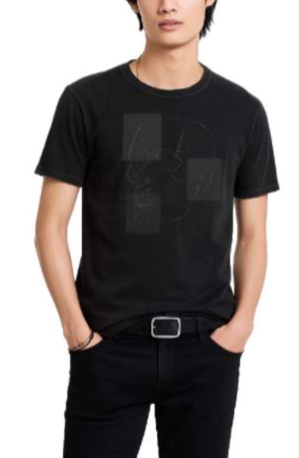 John Varvatos S/S Raw Edge T-Shirt, Black