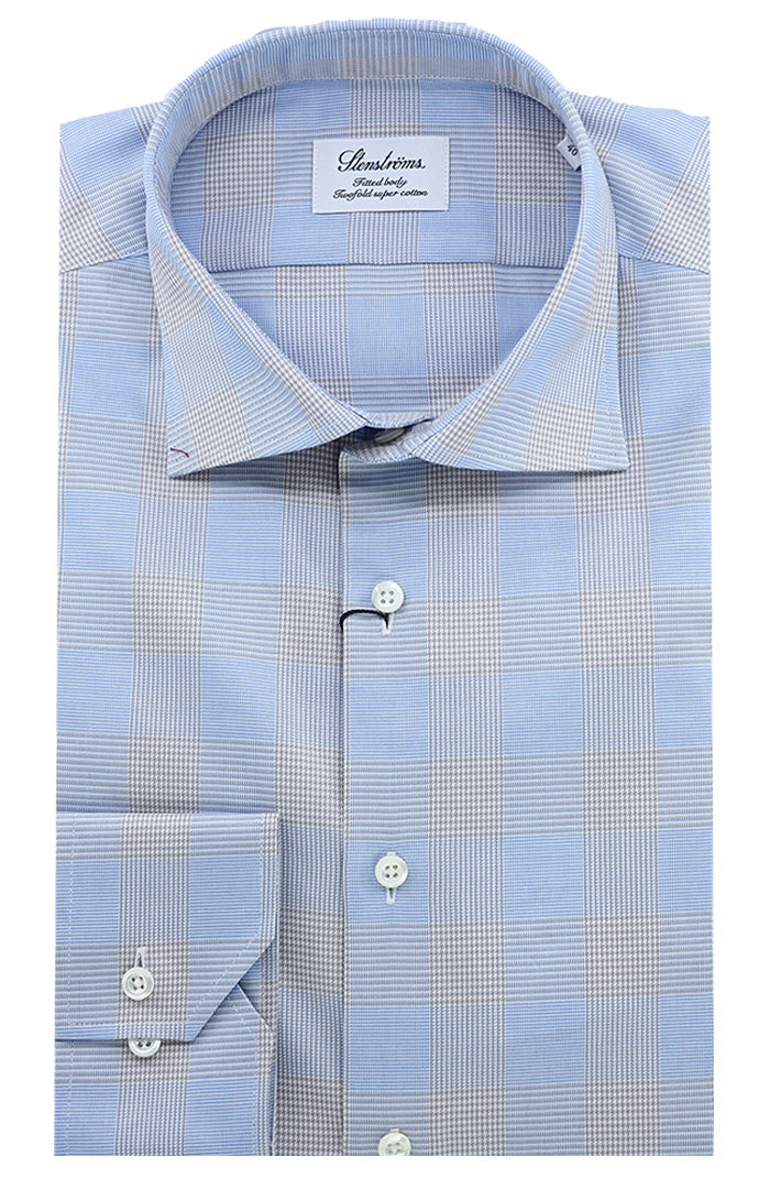 Blue Checked Twill Shirt