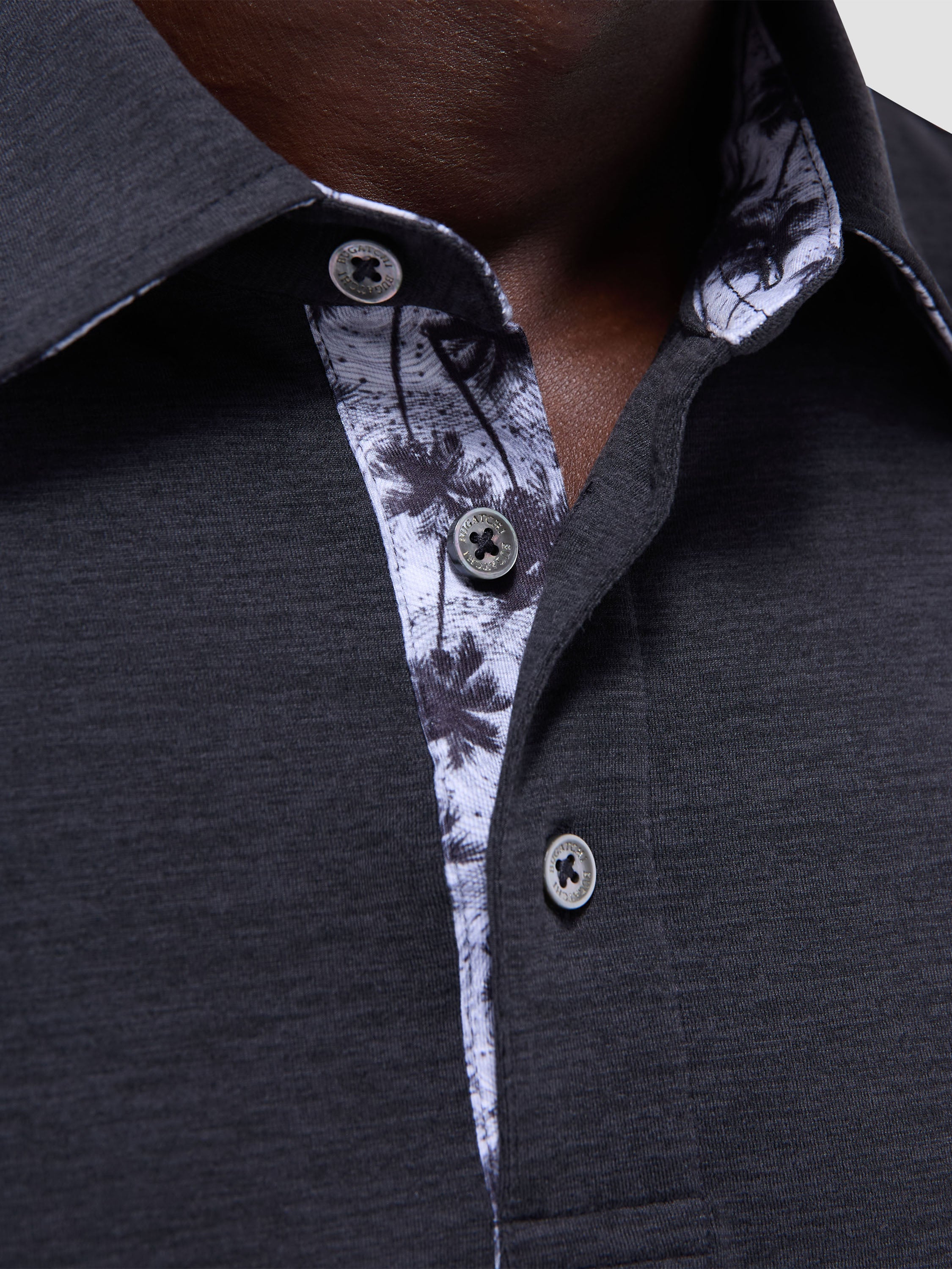 S/S Bugatchi Three Button Polo