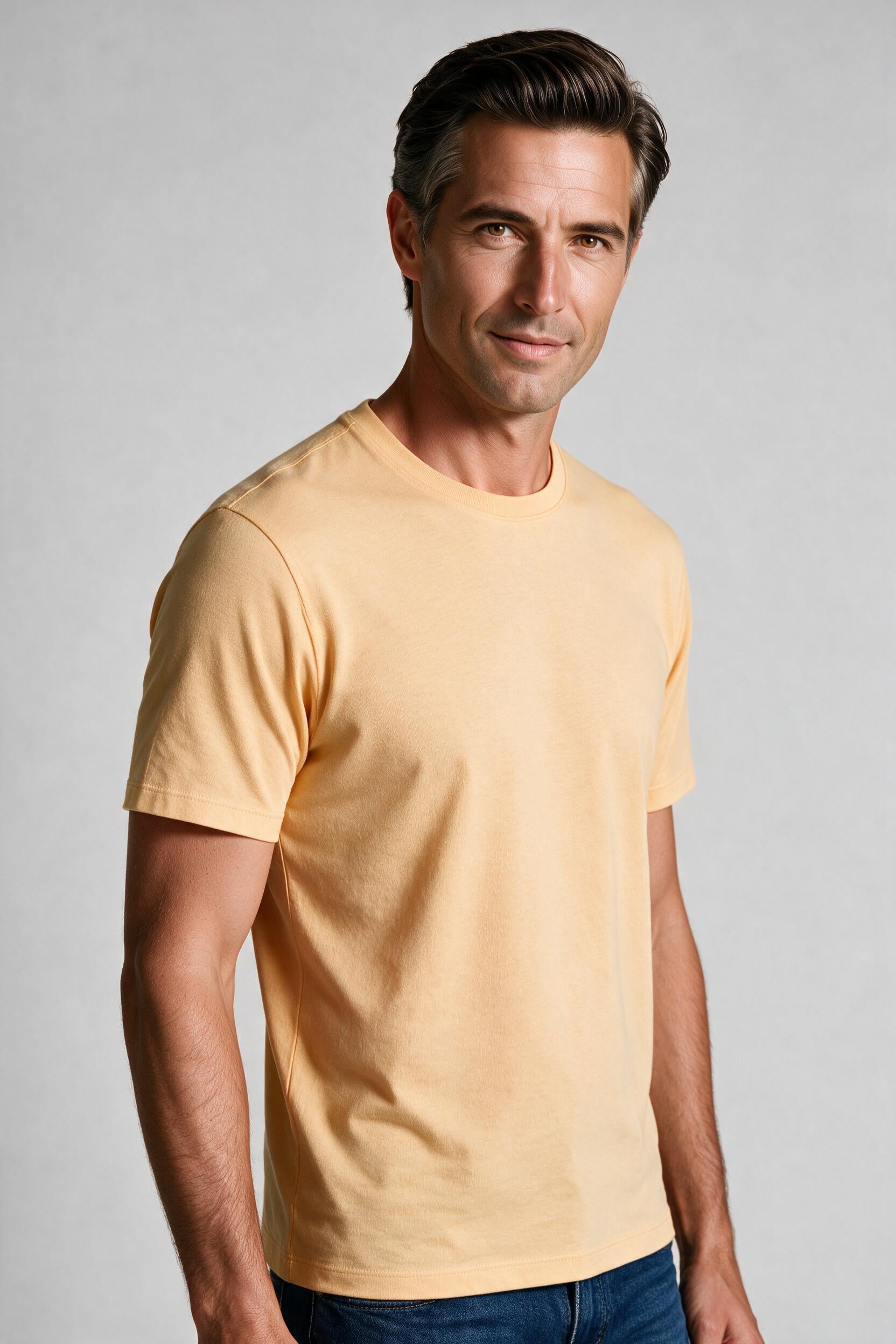 Raffi Aqua Cotton Lafayette Crew Neck Tee in Lemon – close-up #Color_Lemon