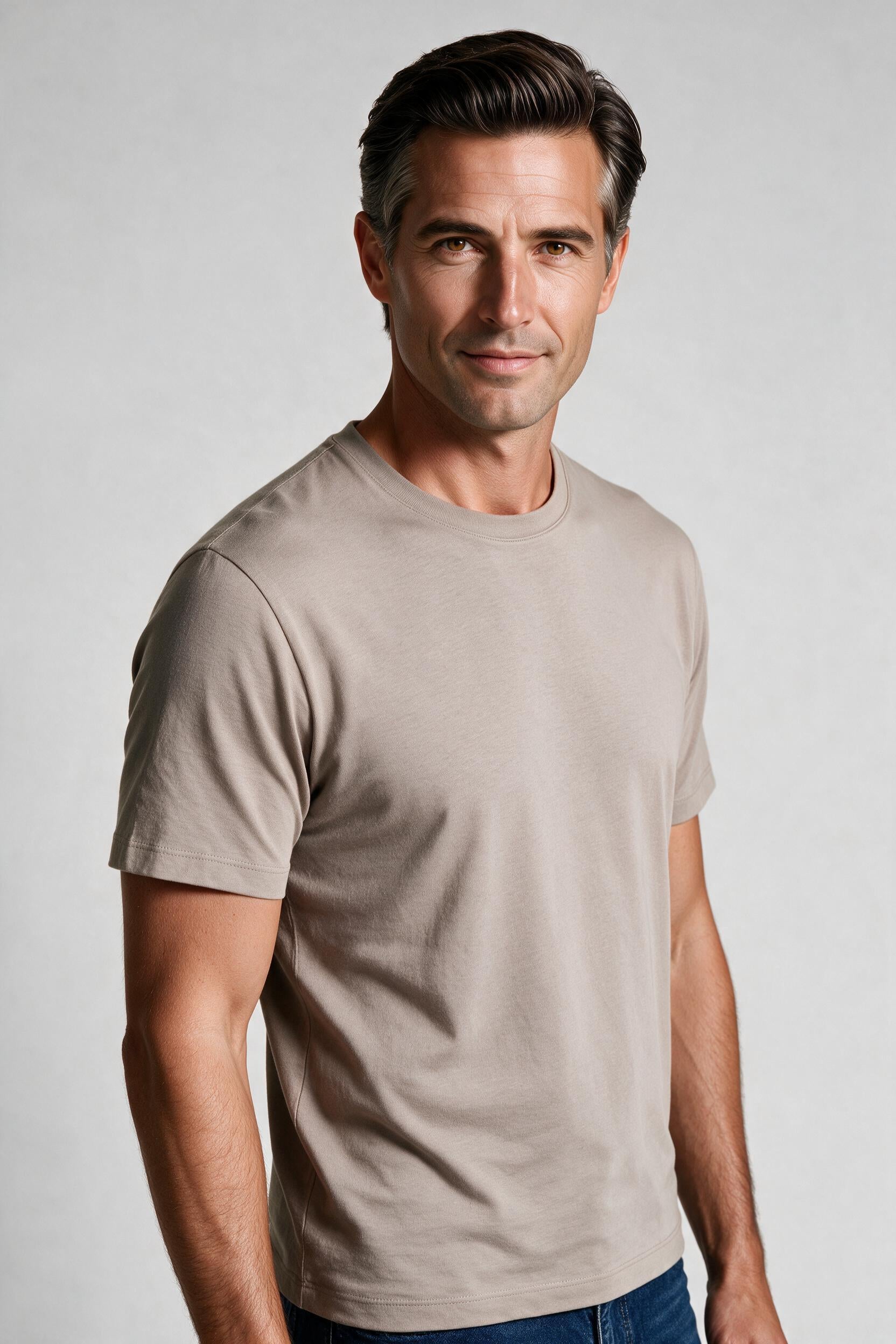 Raffi Aqua Cotton Lafayette Crew Neck Tee in New Grey – close-up #Color_New Grey