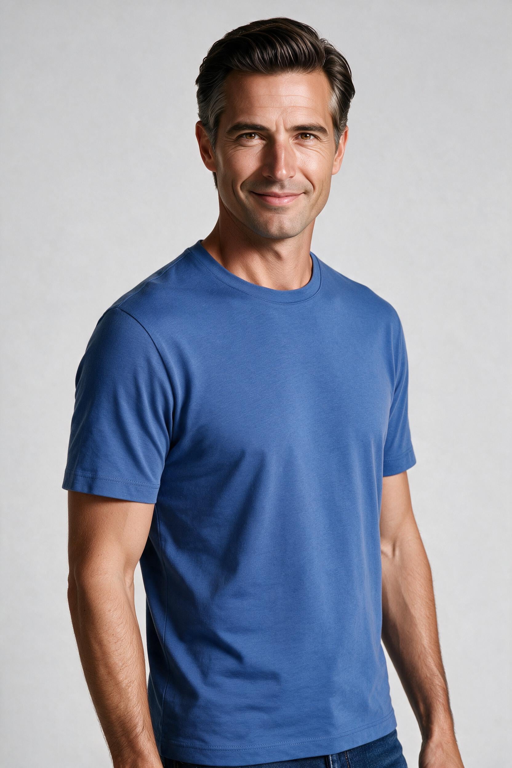 Raffi Aqua Cotton Lafayette Crew Neck Tee in Pool – close-up #Color_Pool