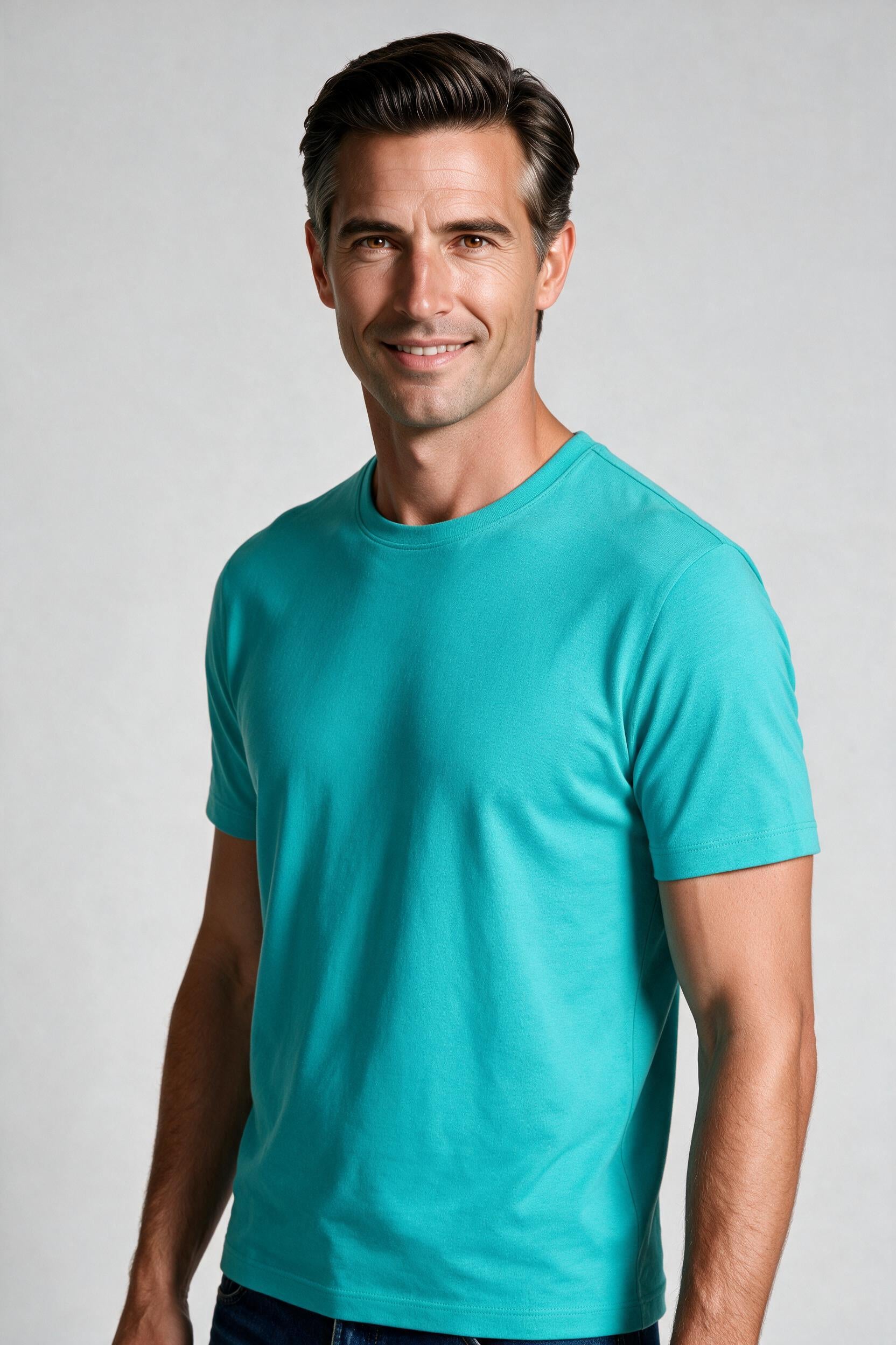Raffi Aqua Cotton Lafayette Crew Neck Tee in Spearmint – close-up #Color_Spearmint