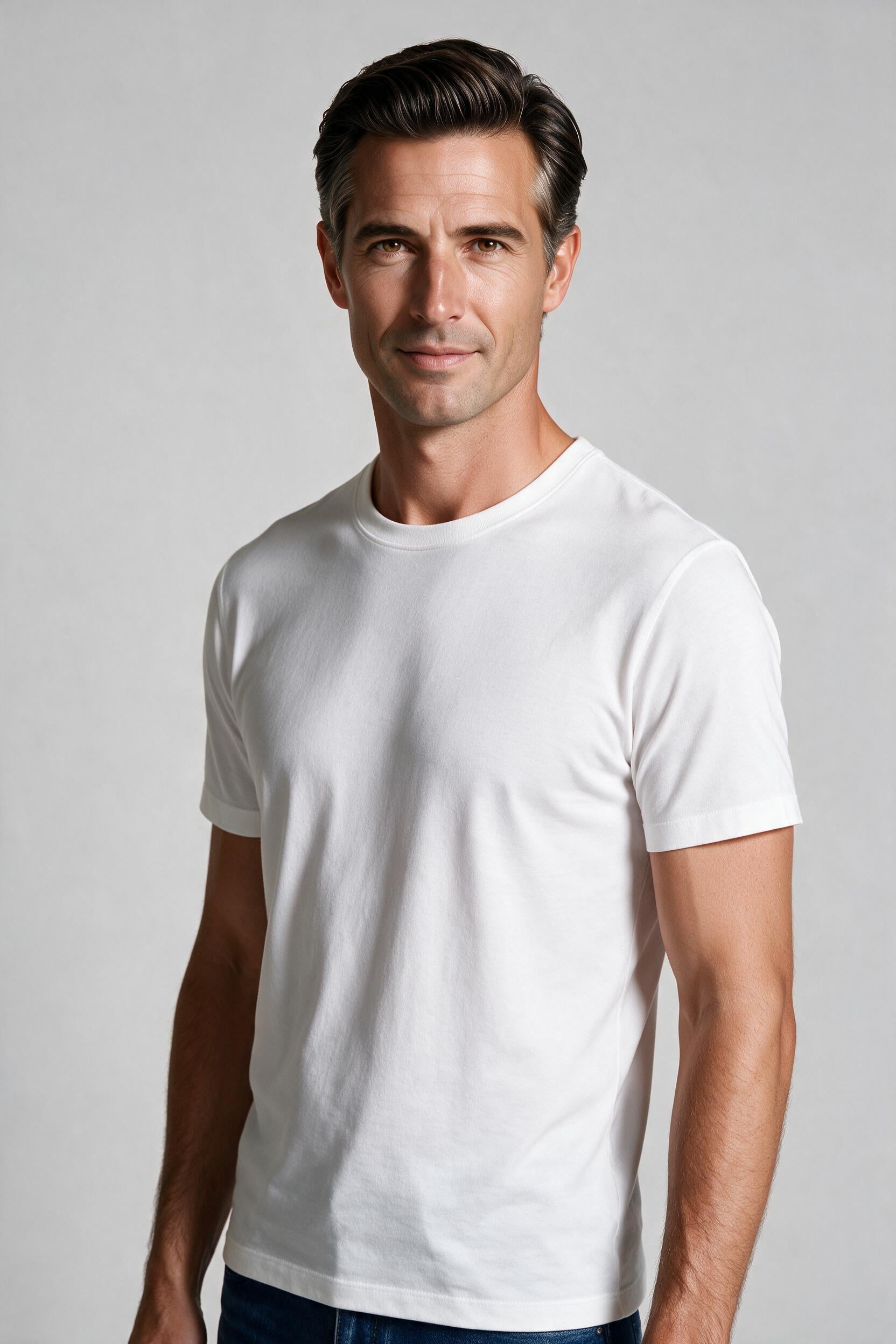 Raffi Aqua Cotton Lafayette Crew Neck Tee in White – close-up #Color_White