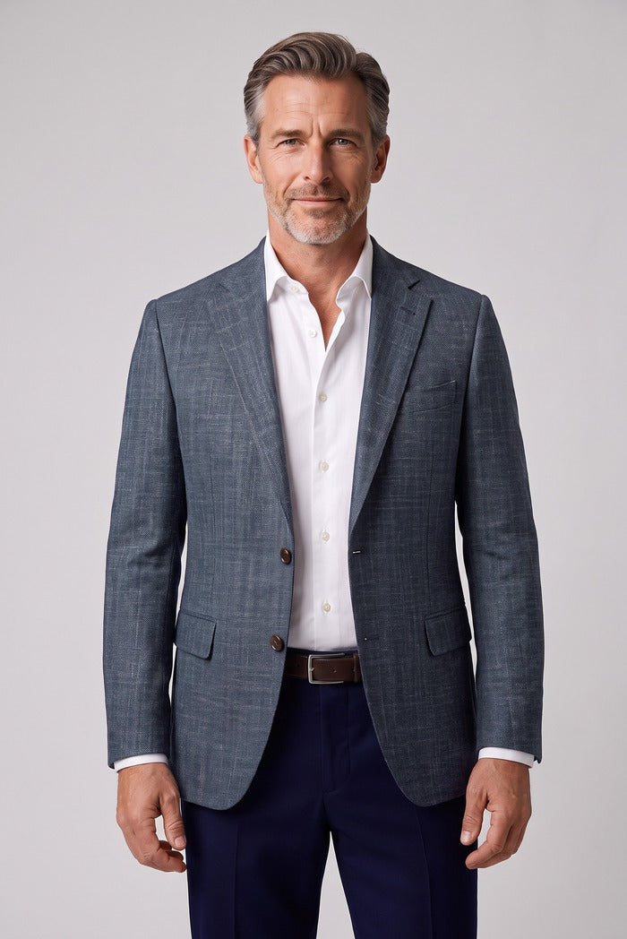 Corneliani Academy Wool & Silk Herringbone Sport Coat, Navy – view 2