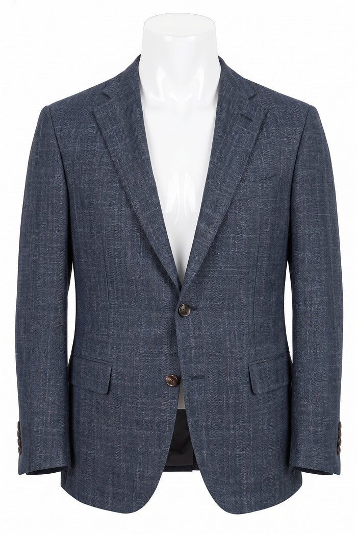 Corneliani Academy Wool & Silk Herringbone Sport Coat, Navy | Mondo Uomo Naples FL