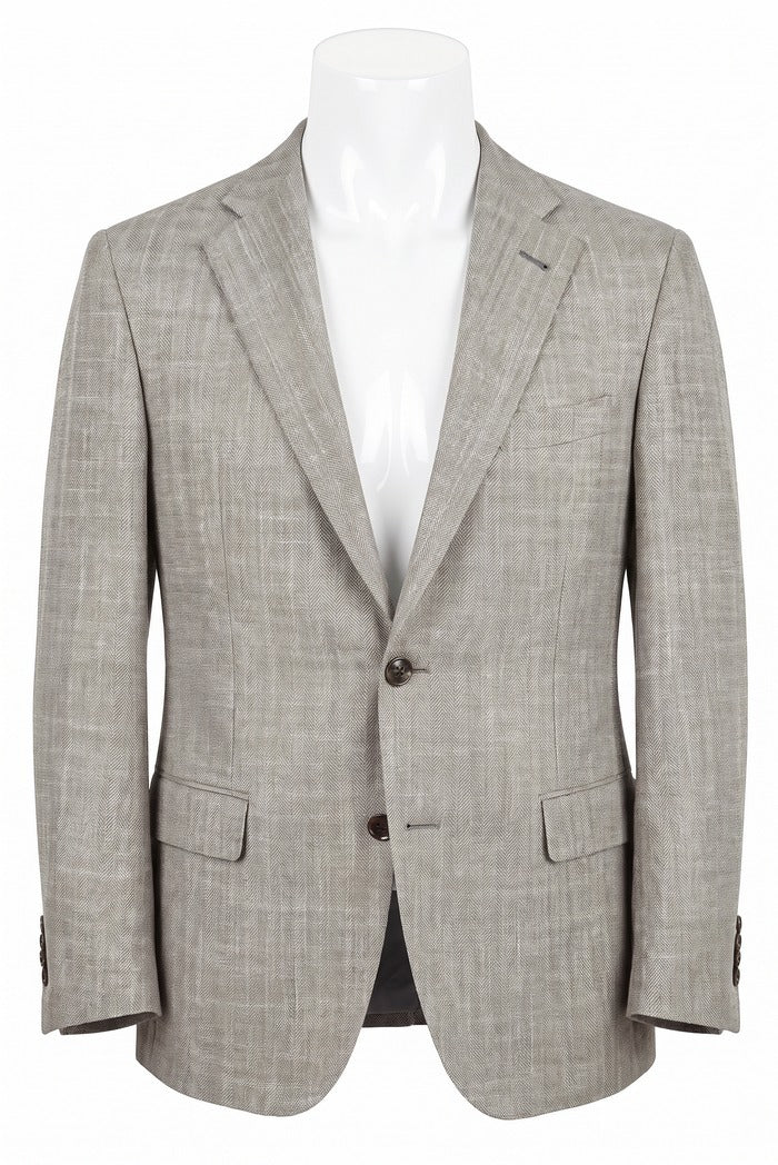 Corneliani Academy Wool & Silk Herringbone Sport Coat, Taupe | Mondo Uomo Naples FL