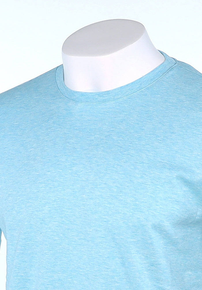 Raffi Aqua Cotton Lafayette Crew Neck Tee in Aqua – view 4 #Color_Aqua