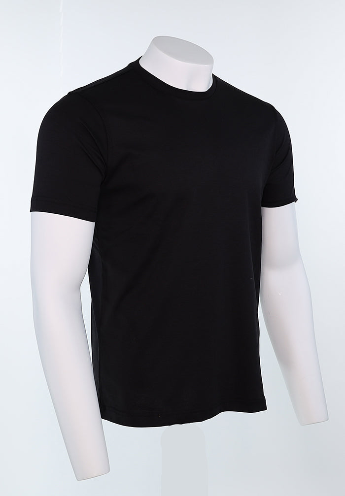 Raffi Aqua Cotton Lafayette Crew Neck Tee in Black – view 3 #Color_Black