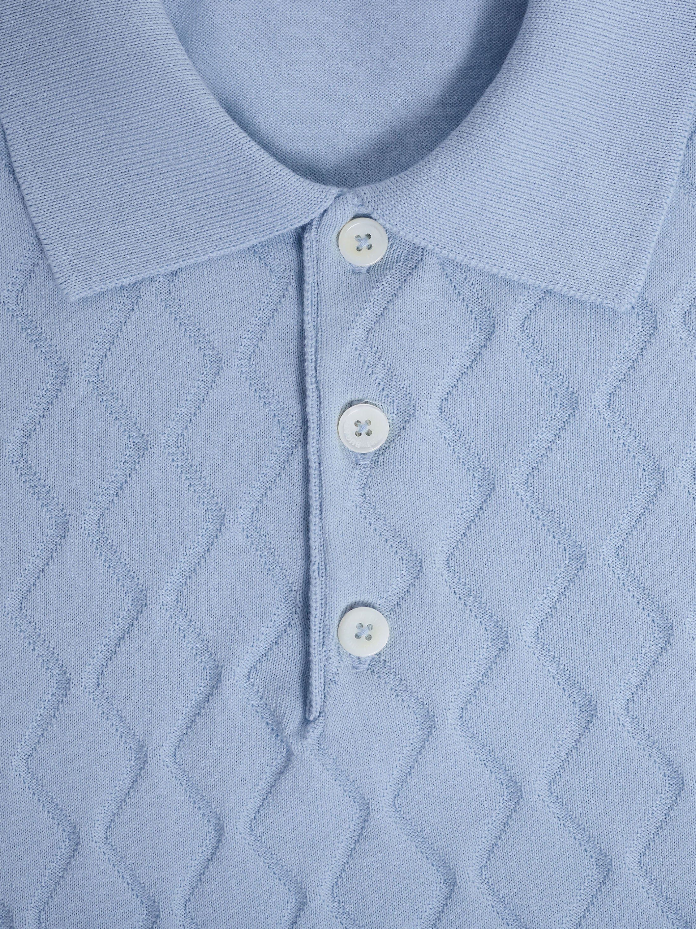 Bugatchi S/S 3 Button Polo Sweater, Ice