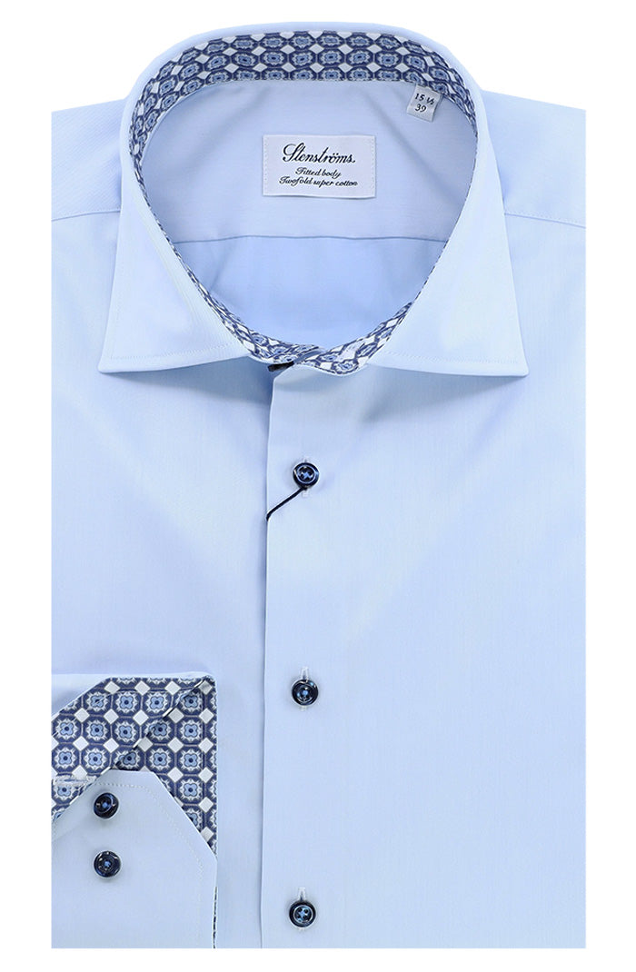 Light Blue Contrast Twill Shirt