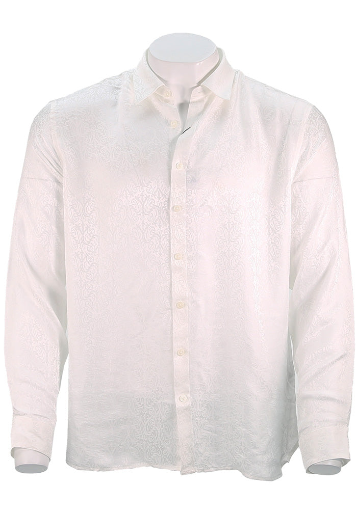 John Varvatos - Silk Jacquard Shirt - White - W777W25 - Front View - Mondo Uomo