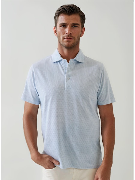 Patrick Assaraf S/S Print Polo, Blue Bell