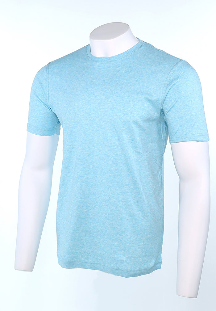 Raffi Aqua Cotton Lafayette Crew Neck Tee in Aqua – view 2 #Color_Aqua