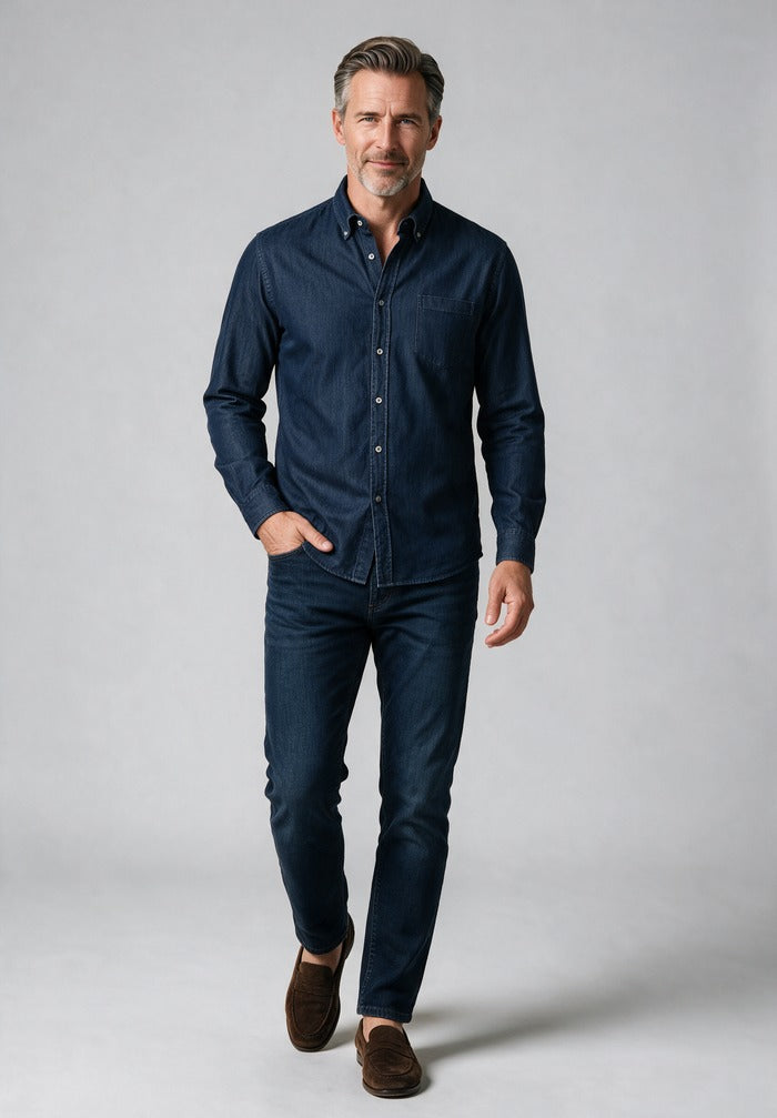 Cotton Denim Shirt — worn with denim