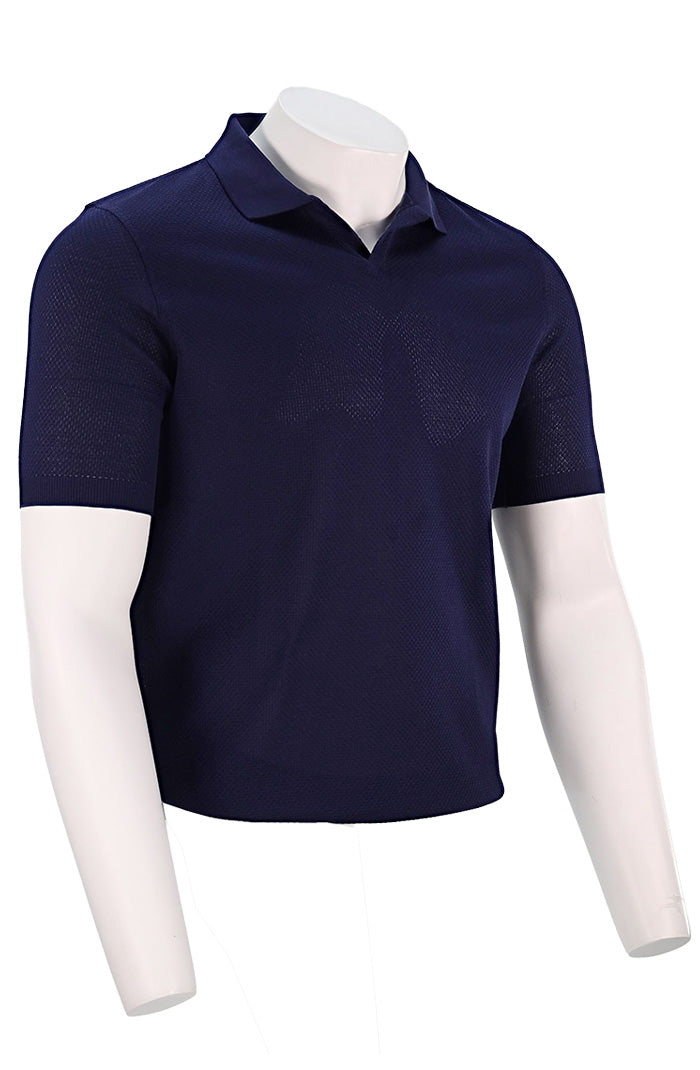 Corneliani Waffle Johnny Collar Polo, Navy