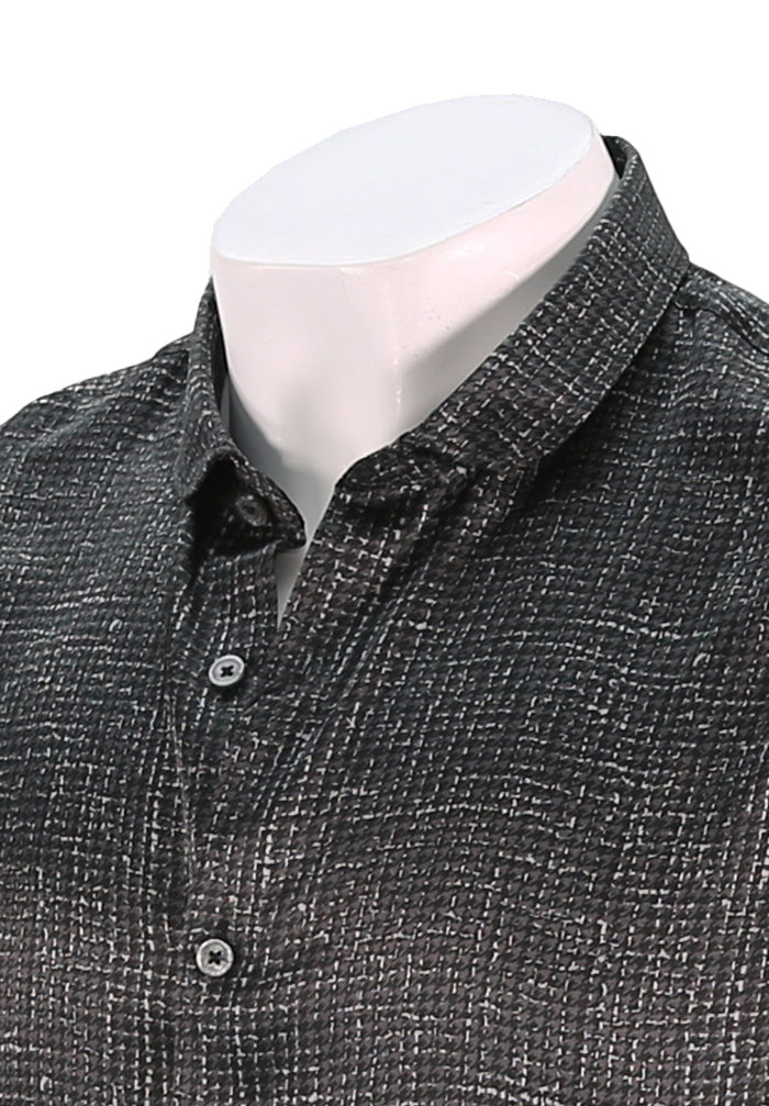 John Varvatos - Long Sleeve Shirt - Black/White - Mondo Uomo - Collar View - K4174W25