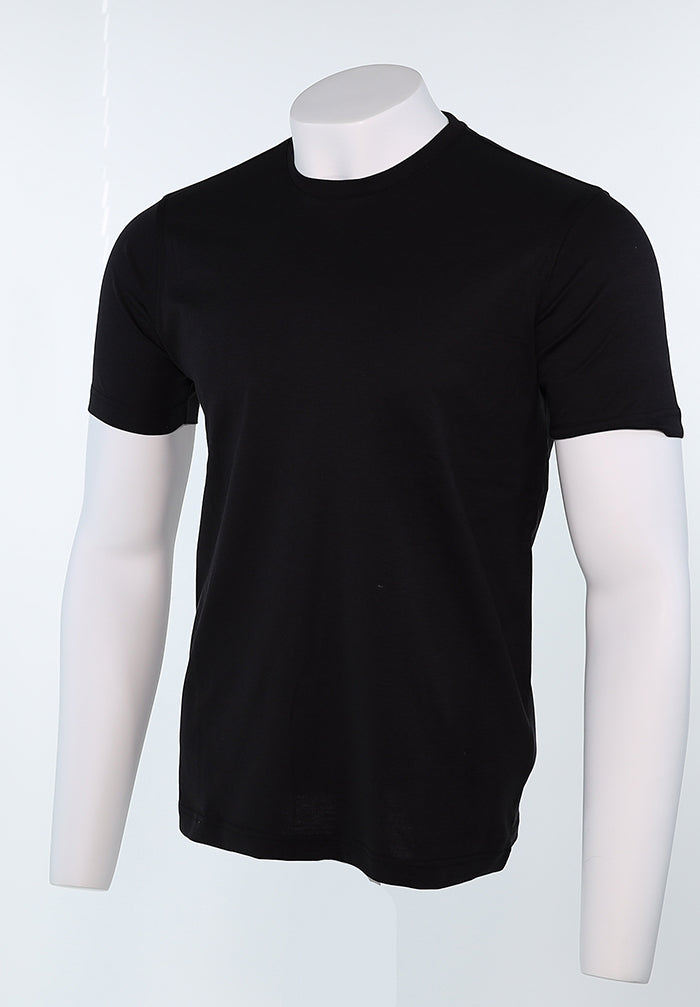 Raffi Aqua Cotton Lafayette Crew Neck Tee in Black – view 2 #Color_Black