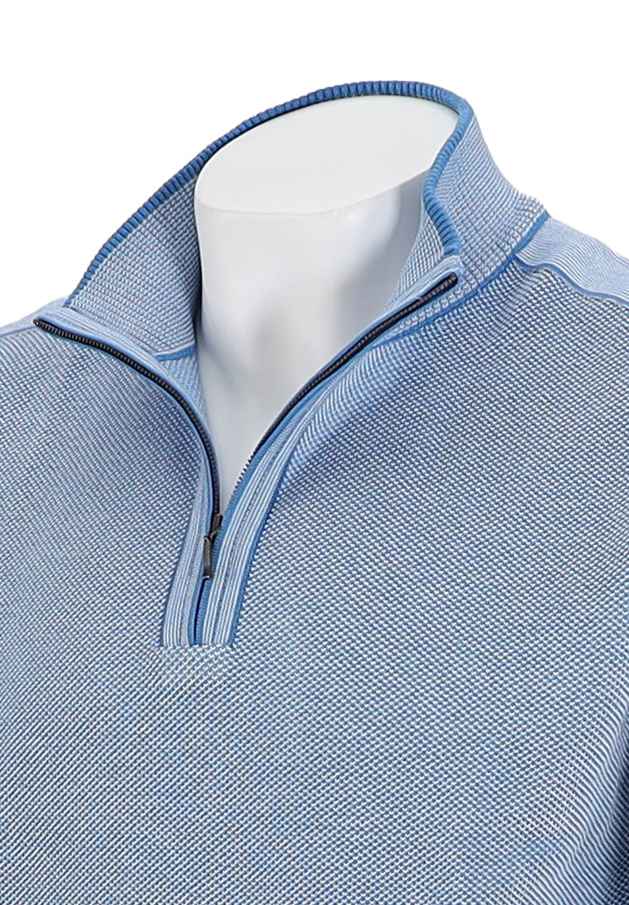 St. Croix Zip Mock Crystal Stitch, COASTAL BL/WHIT