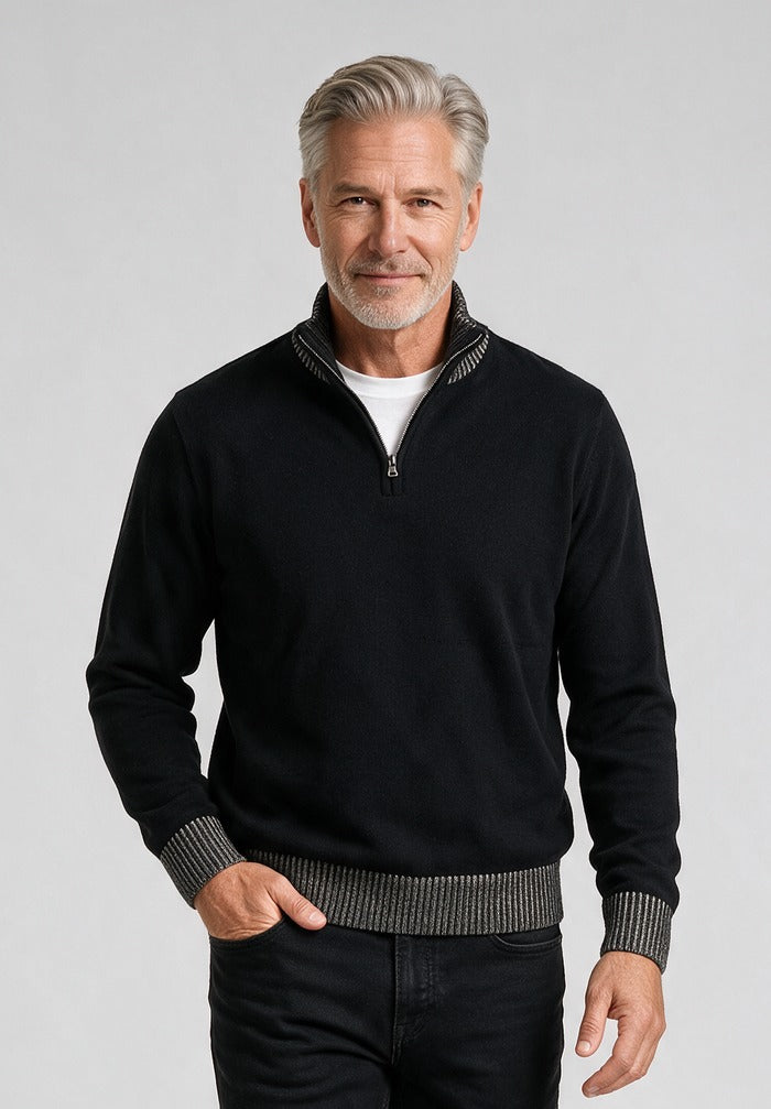Wool Half Zip Sweater — model detail