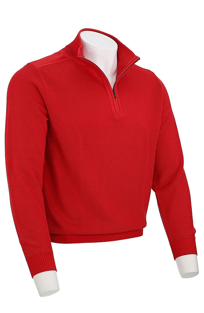 St. Croix Zip Mock Crystal Stitch, Red/Apple Red