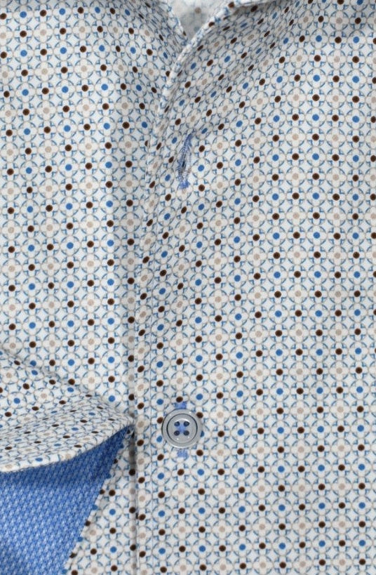 Marcello Dot Array Long Sleeve Shirt — fabric close-up