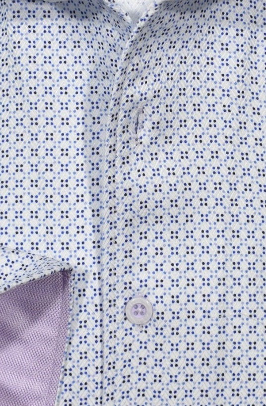 Marcello Blue Neat Long Sleeve Shirt — fabric close-up
