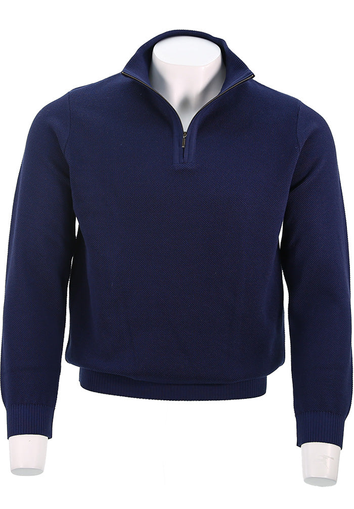 St. Croix Zip Mock Crystal Stitch Sweater, LIGHT NAVY