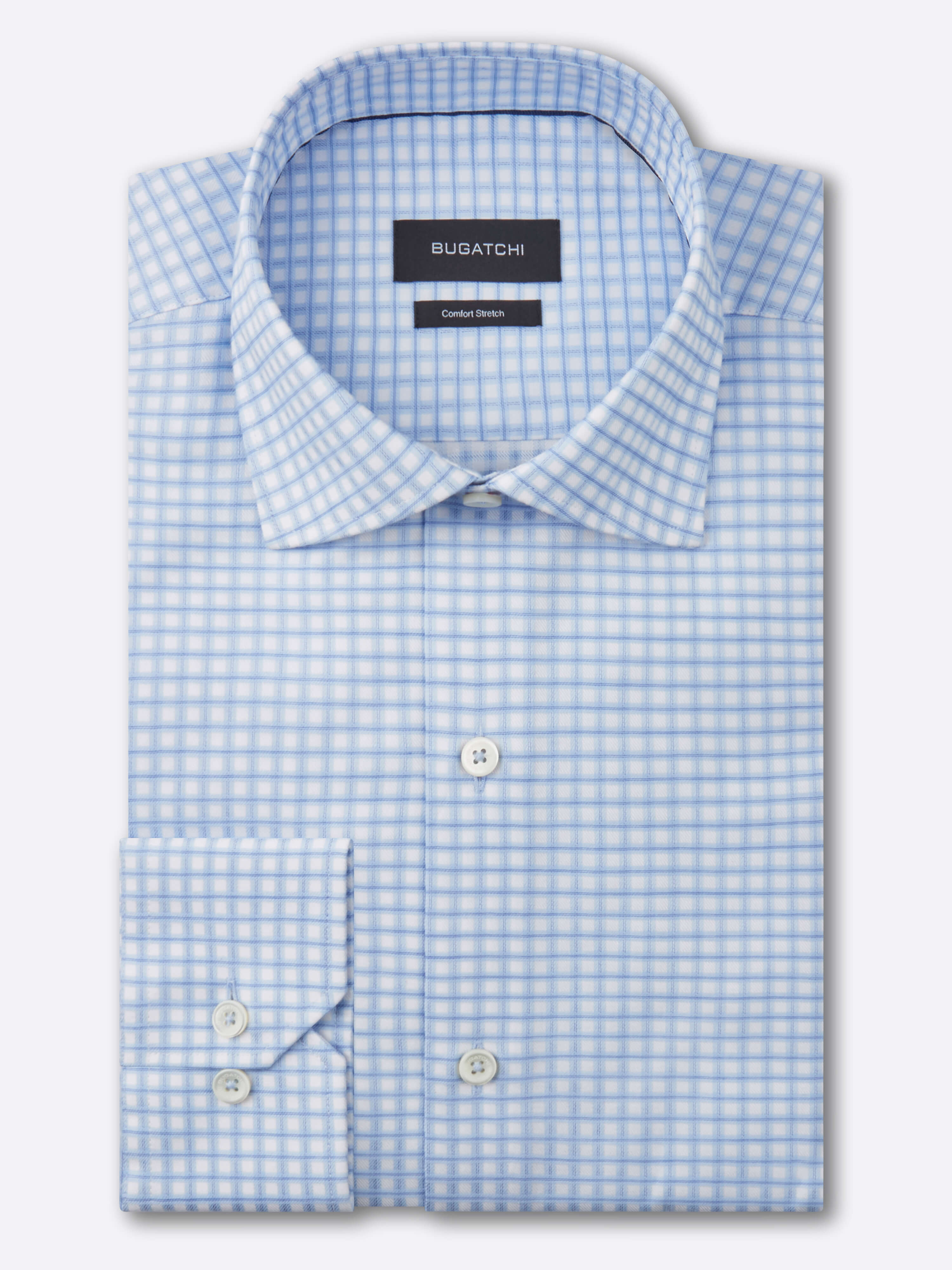 bugatchi shirt, button down, long sleeve, blue check, point collar, sale, bugatchi sale