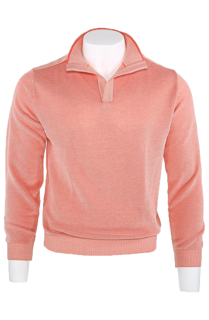 St. Croix Open Mock Crystal Stitch Sweater, WATERMELON/WHTE