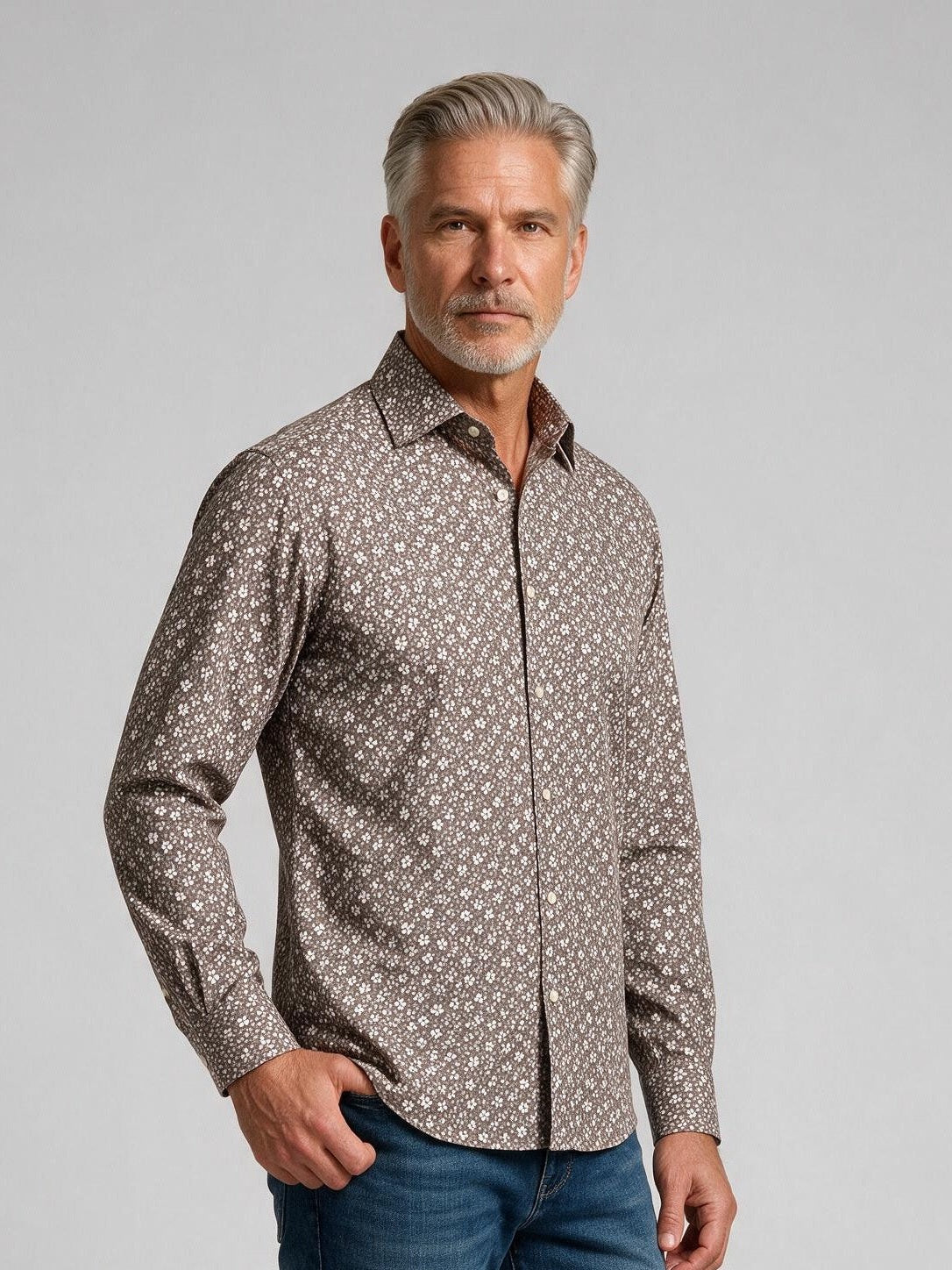 Bugatchi L/S Alvin Shirt, Dusty Pink, detail | Mondo Uomo Naples FL