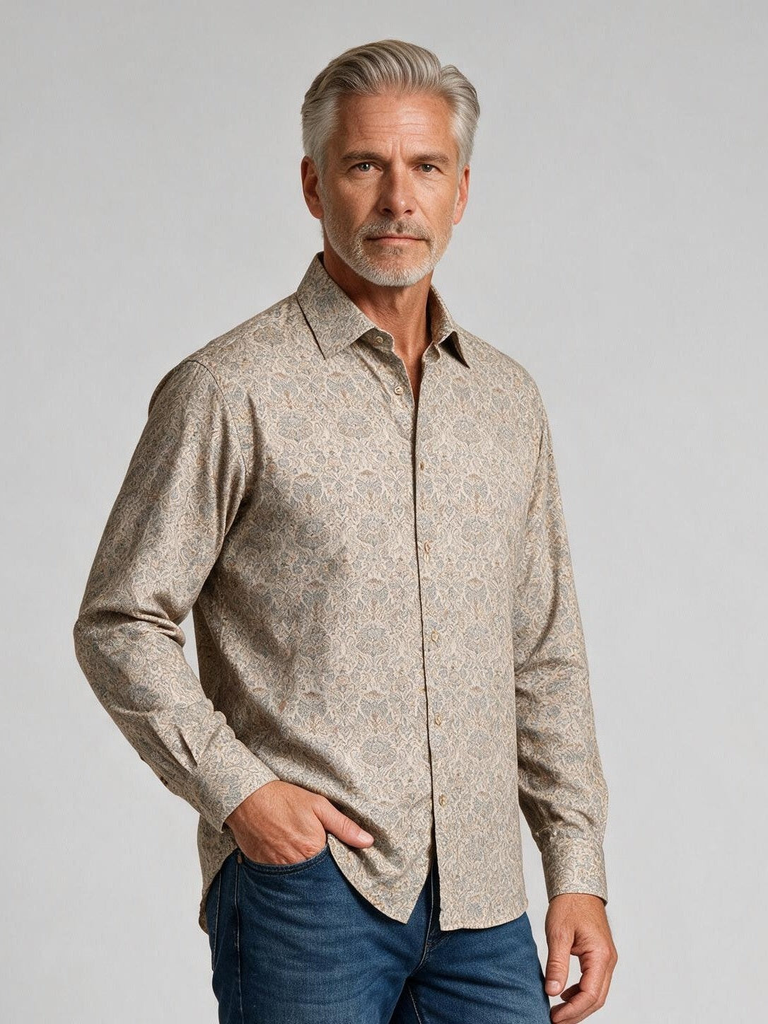 Bugatchi L/S Axel Shirt, Ginger, fabric detail | Mondo Uomo Naples FL